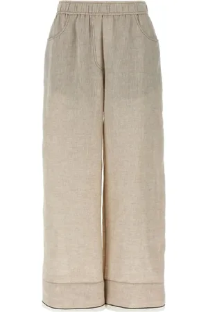 Brunello Cucinelli Byxor, Dam, L, Linne, Juta Linnebyxor