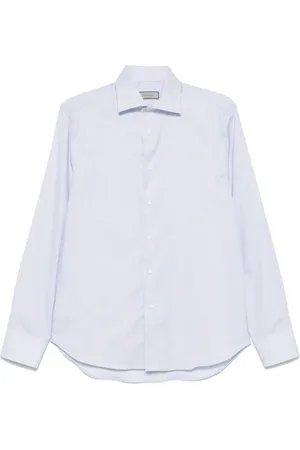 CANALI Skjorta, Herr, 2Xl, Bomull, Ljusblå Rutig Skjorta Långärmad