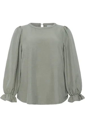 Kaffe Blusar & Skjortor , Dam, 7Xl, Rund Hals Blus Solid Vetiver