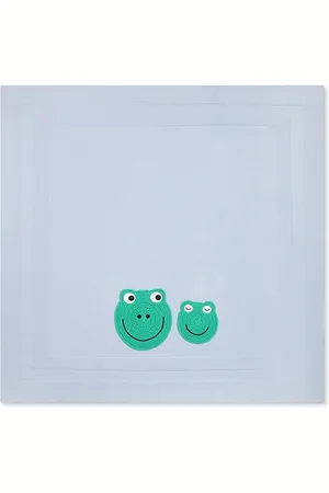 Stella McCartney Home, unisex, ONE Size, Bomull, Stickad Ljusblå Bomullsfilt med Grodor
