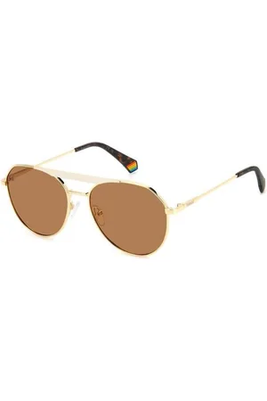 Polaroid Accessoarer, unisex, ONE Size, Gyllene Metall Solglasögon Brun Polariserad
