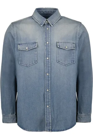 Saint Laurent Skjorta, Herr, M, Denim, Denim Skjorta Klassisk Långärmad Blå