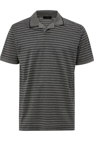 corneliani Topp, Herr, L, Bomull, Randig kortärmad grå polotröja
