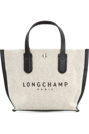 Longchamp Väska, Dam, ONE Size, Läder, Canvas Handväska med Läderdetaljer