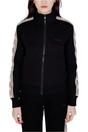 Guess Sweatshirts & Hoodies, Dam, XS, Bomull, Svart Bomull Hoodless Sweatshirt Dam Höst/Vinter Kollektion