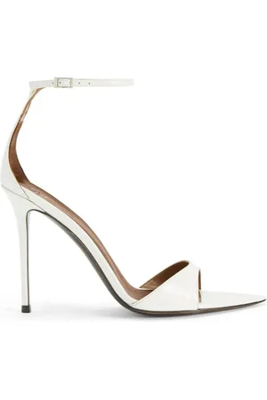 Giuseppe Zanotti Skor, Dam, 39 EU, Läder, Vita öppna tåsandaler med stilettklack