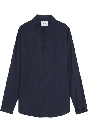 NN.07 Skjorta, Herr, M, Linne, Premium Linne Navy Skjorta
