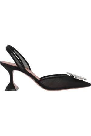 Amina Muaddi Skor, Dam, 36 1/2 EU, Läder, Kristall Mesh Slingback Klackar