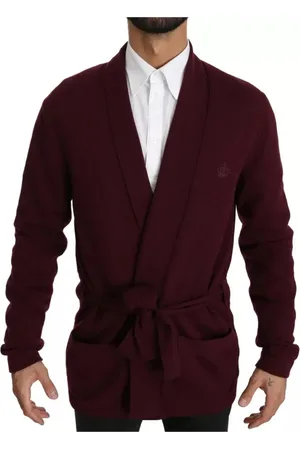Dolce & Gabbana Stickade tröjor & koftor, Herr, M, Kashmir, Lyxig Cashmere Cardigan Sweater Maroon