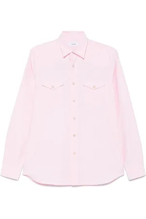 LARDINI Skjorta, Herr, 3Xl, Bomull, Rosa bomullsskjorta med tryckknappar