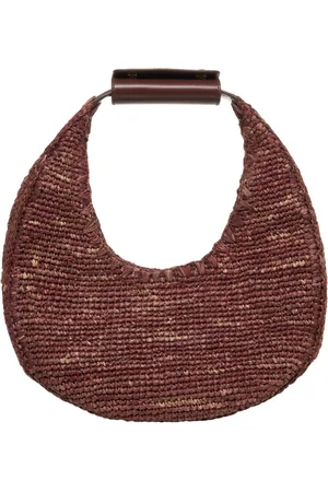 Staud Väska, Dam, ONE Size, Läder, Brun Raffia Moon Handväska