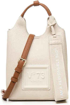 V°73 Väska, Dam, ONE Size, Vit Axelväska med Slogan Detaljer