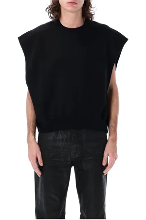 Rick Owens Topp, Herr, L, Bomull, Svart Stickat Ss25 Ärmlös Sweatshirt