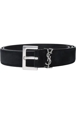 Saint Laurent Accessoarer, Herr, 75 CM, Mocka, Suede Svart Bälte med Cassandre-logga