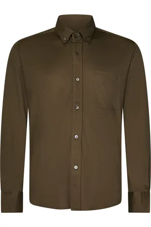 Tom Ford Skjorta, Herr, 4Xl, Bomull, Brun Button-Down Skjorta