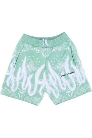 Vision Of Super Shorts, Herr, XL, Bomull, Bandana Print Gröna Shorts