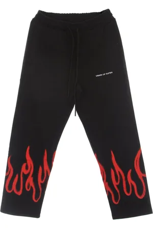 Vision Of Super Byxor, Herr, M, Bomull, Flames Lättvikts Tracksuit Byxor Svart/Röd