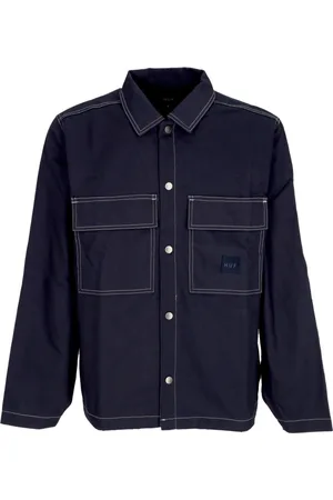 Huf Jacka, Herr, XL, Bomull, Marinblå Arbetsjacka med Vintage Sömmar