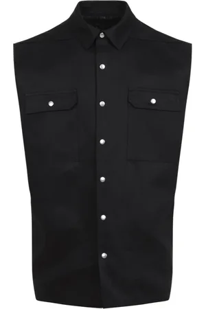 Rick Owens Skjorta, Herr, L, Linne, Svart Linneskjorta Modern Elegans