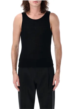 Saint Laurent Topp, Herr, L, Svart Ribbad Tanktop