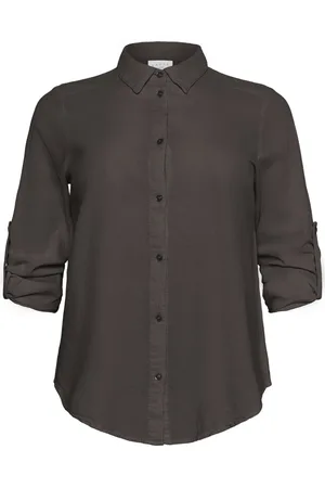 Kaffe Blusar & Skjortor , Dam, 3Xl, Svart Ostron Skjortblus