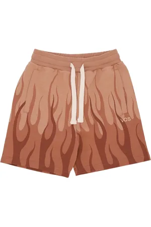 Vision Of Super Shorts, Herr, L, Bomull, Flames Print Lättvikts Tracksuit Shorts