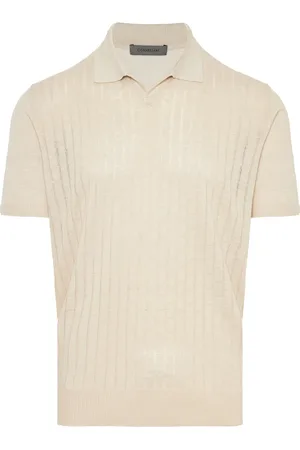 corneliani Topp, Herr, 2Xl, Linne, Räfflad Linne Polotröja