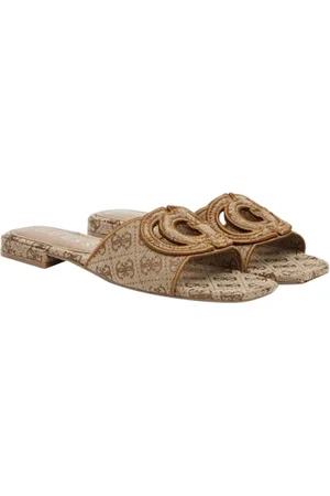 Guess Skor, Dam, 36 EU, Läder, Låga Sandaler med Gyllene Detaljer
