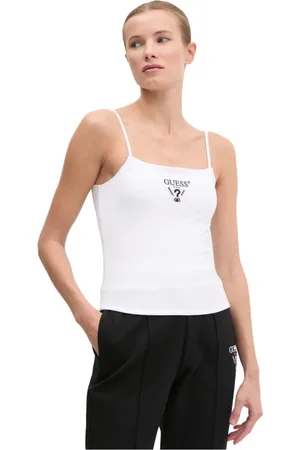 Guess Topp, Dam, M, Spandex, Topp med fyrkantig hals och broderad logotyp