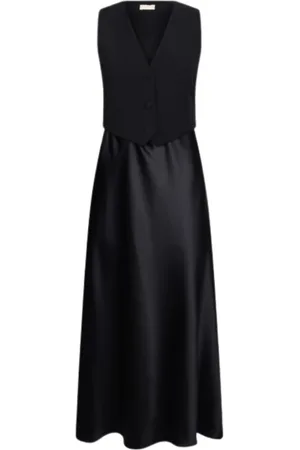 Liu Jo Klänning, Dam, M, Polyester, Lång Satin Klänning med Väst