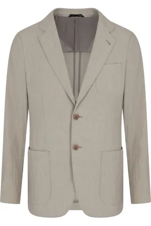 Giorgio Armani Jacka, Herr, L, Duvgrå Jacka Mandel Beige Stil