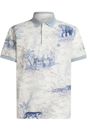 Etro Topp, Herr, M, Bomull, Safari Print Pikétröja