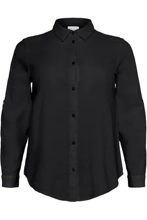 Kaffe Blusar & Skjortor , Dam, XL, Svart Djup Skjortblus Snygg