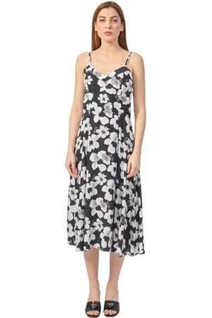 YES ZEE BY ESSENZA Klänning, Dam, 2Xl, Svart Blommig Lång Klänning