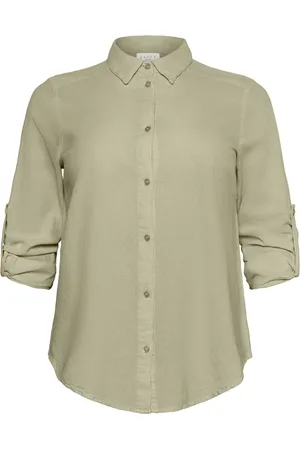 Kaffe Blusar & Skjortor , Dam, 3Xl, Grön Skjortblus med Krage