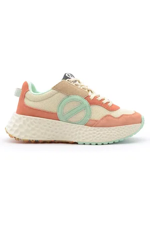 No Name Skor, Dam, 38 EU, Mocka, Mesh Sneakers med Orange och Blå Mocka