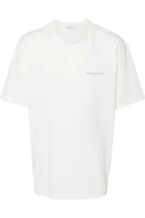 Ih Nom Uh Nit Topp, Herr, L, Bomull, Vit Logotryck Crew Neck T-shirt