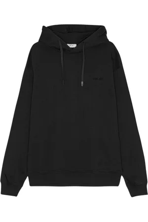 NN.07 Sweatshirts & Hoodies, Herr, M, Bomull, Svart huvtröja med blomsterbroderi