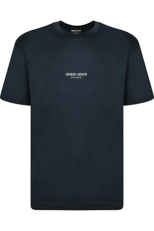 Giorgio Armani Topp, Herr, S, Bomull, Blå kortärmad T-shirt