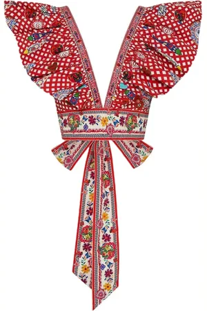 Camilla Topp, Dam, S, Bomull, Portugisisk Folklore Ruffle Wrap Top
