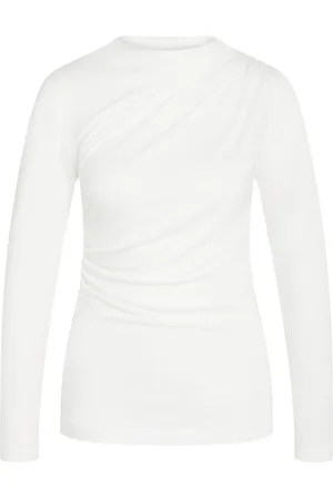 Bruuns Bazaar Topp, Dam, M, Draperad Blus Topp Snövit