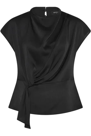 Bruuns Bazaar Blusar & Skjortor , Dam, 2Xl, Polyester, Svart Draperad Blus