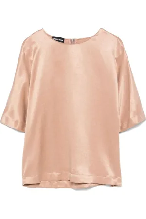 Giorgio Armani Blusar & Skjortor , Dam, M, Läder, Crew Neck Skjorta