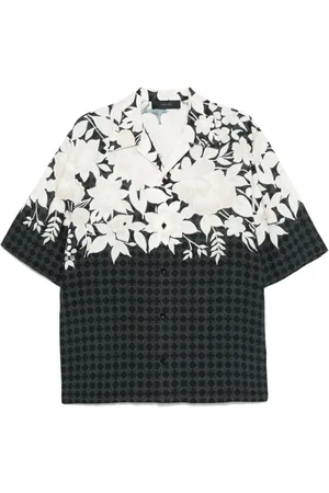 AMIRI Skjorta, Herr, L, Svart Monogram Mönster Kortärmad Skjorta