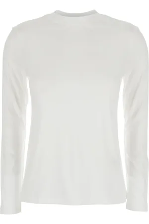 ELEVENTY Topp, Dam, L, Bomull, Vit Crewneck Bomullströja