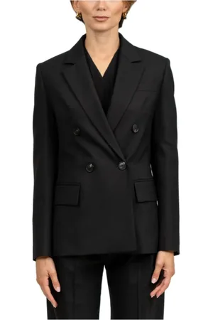 TELA Jacka, Dam, L, Polyester, Svart Ull Dubbelknäppt Jacka