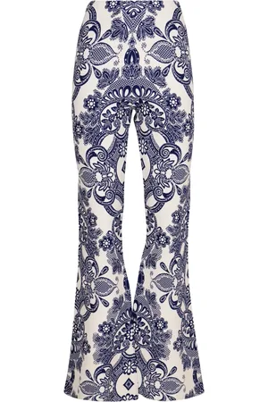 Etro Byxor, Dam, S, Polyester, Jacquardmönstrade, stickade utsvängda byxor