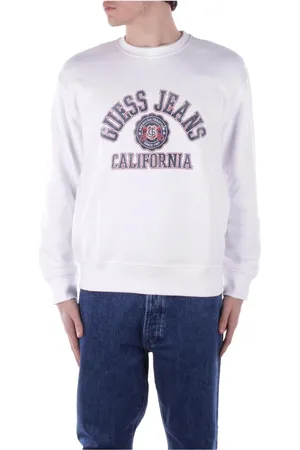 Guess Sweatshirts & Hoodies, Herr, M, Bomull, Vit Logofront Tröja