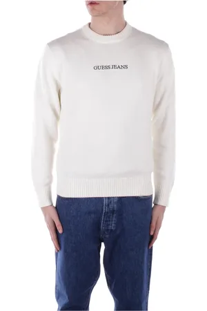 Guess Stickade tröjor & koftor, Herr, L, Bomull, Logo Front Sweater Regular Fit Cotton