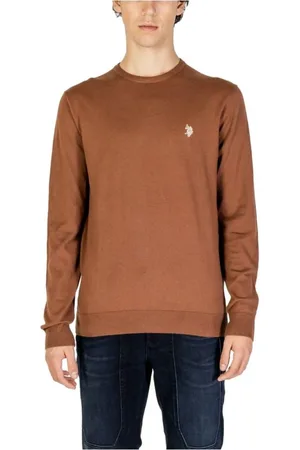 U.S. Polo Assn. Stickade tröjor & koftor, Herr, L, Bomull, Beige Bomull Crew Neck Sweater